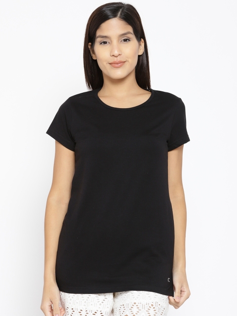 

Kanvin Black Solid Lounge T-shirt MJKSS108F