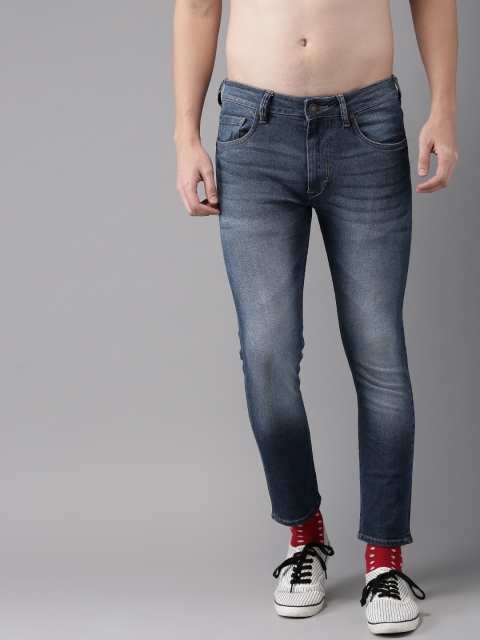 

HERE&NOW Men Blue Skinny Fit Mid-Rise Clean Look Stretchable Cropped Jeans