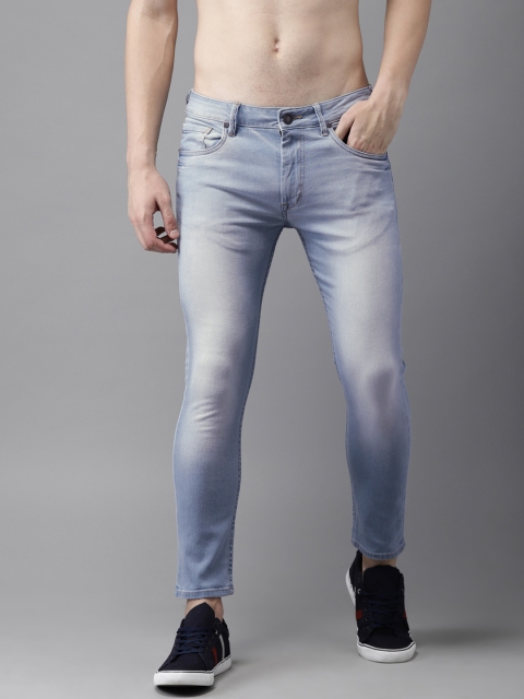 

HERE&NOW Men Blue Skinny Fit Mid-Rise Clean Look Stretchable Cropped Jeans