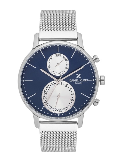 

Daniel Klein Exclusive Men Navy Blue & Silver-Toned Multifunction Watch DK11711-4