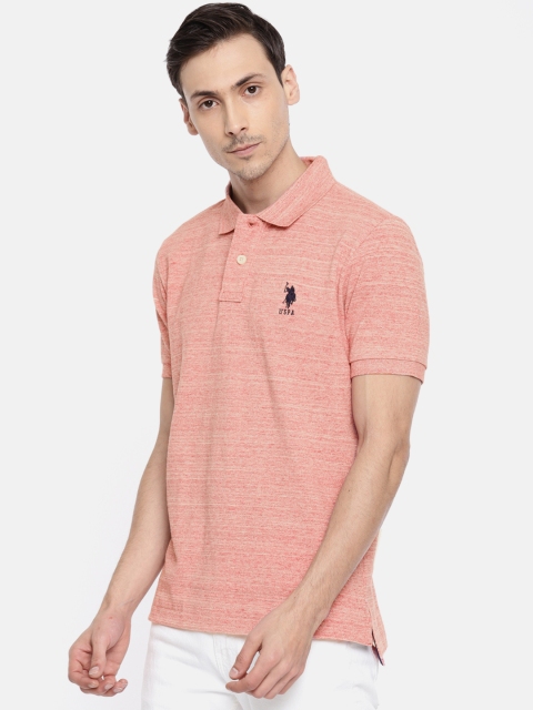 

U.S. Polo Assn. Men Red Solid Polo Collar T-shirt