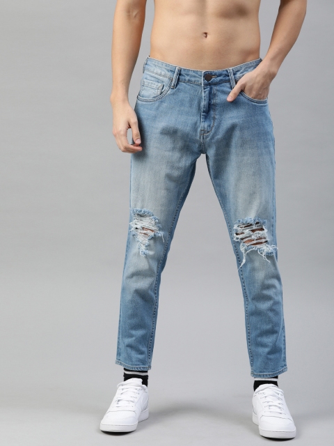 

HERE&NOW Men Blue Slim Tapered Fit Mid-Rise Highly Distressed Stretchable Jeans