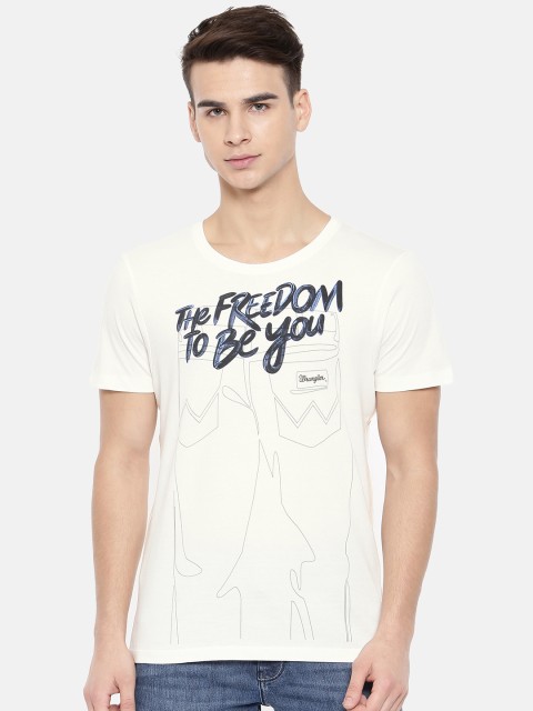 

Wrangler Men White Printed Round Neck T-shirt