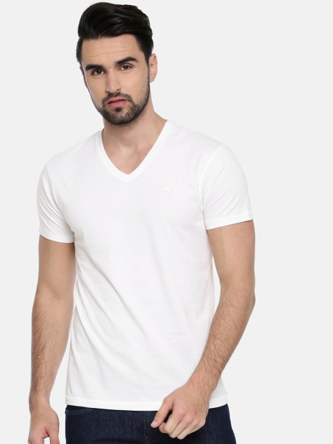 

Wrangler Men White Solid V-Neck T-shirt
