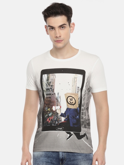 

Wrangler Men White Printed Round Neck T-shirt