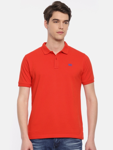 

Wrangler Men Orange with a tinge of Red Solid Polo Collar T-shirt