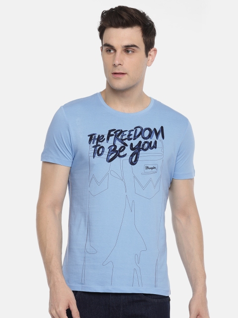 

Wrangler Men Blue Printed Round Neck T-shirt
