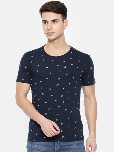 

Wrangler Men Navy Blue Printed Round Neck T-shirt