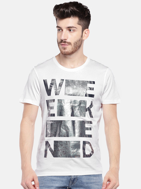 

Wrangler Men White Printed Round Neck T-shirt