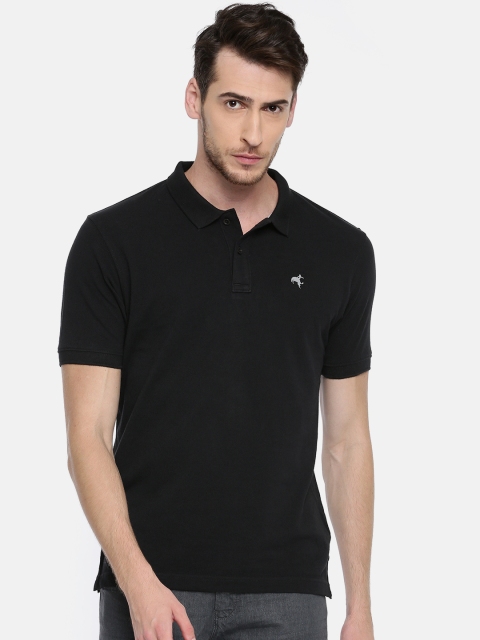 

Wrangler Men Black Solid Polo Collar Pure Cotton T-shirt