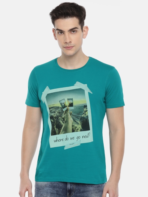 

Wrangler Men Sea Green Printed Round Neck T-shirt