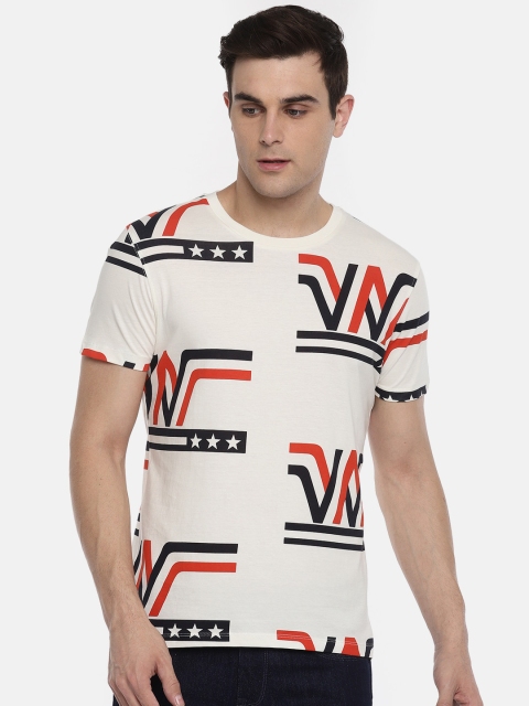 

Wrangler Men Off-White Printed Round Neck Pure Cotton T-shirt