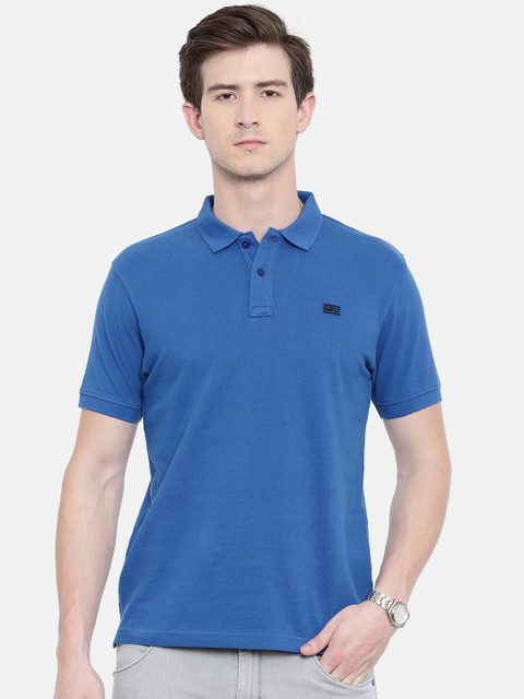 

Wrangler Men Blue Solid Polo Collar Pure Cotton T-shirt