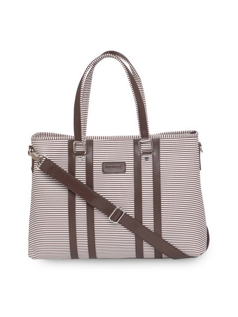 

MBOSS Unisex Brown & White Striped Faux Leather Laptop Bag