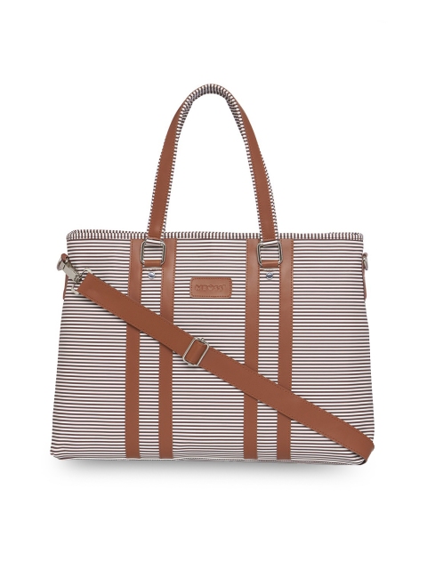 

MBOSS Unisex Tan & White Striped Laptop Bag