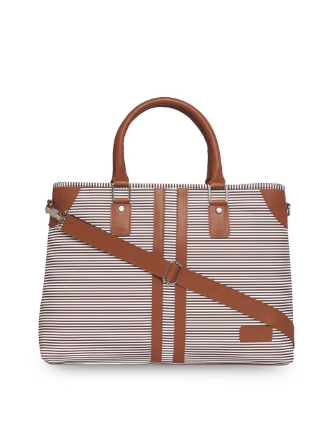 

MBOSS Unisex Tan & White Striped Laptop Bag