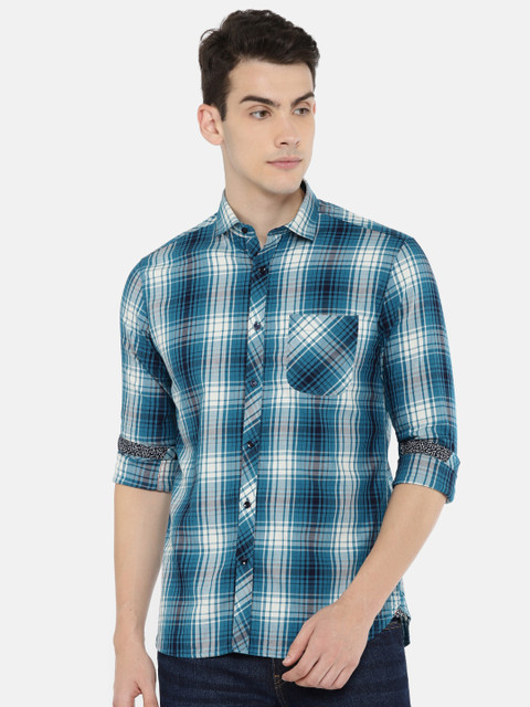 

Killer Men Blue & Off-White Regular Fit Checked Casual Shirt