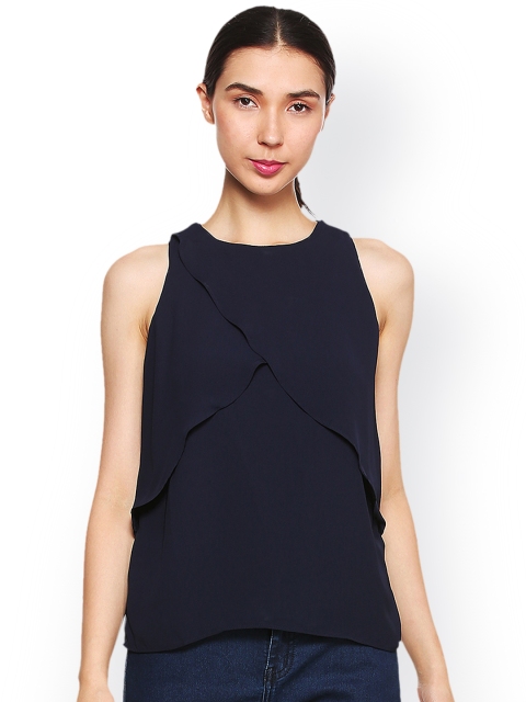 

Van Heusen Woman Women Navy Blue Solid Top