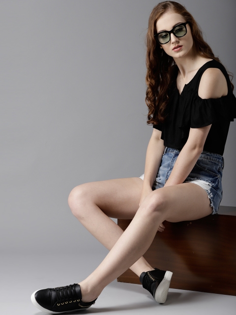 

HERE&NOW Women Black Layered Solid Top