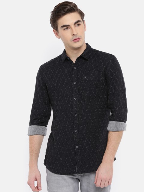 

Wrangler Men Black Slim Fit Self Design Casual Shirt