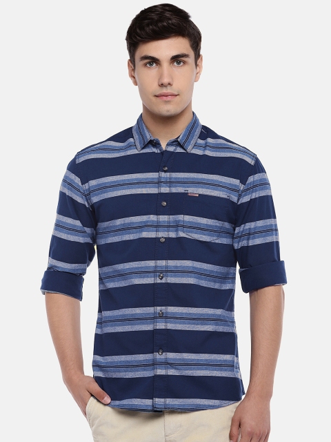 

Wrangler Men Blue Slim Fit Striped Casual Shirt