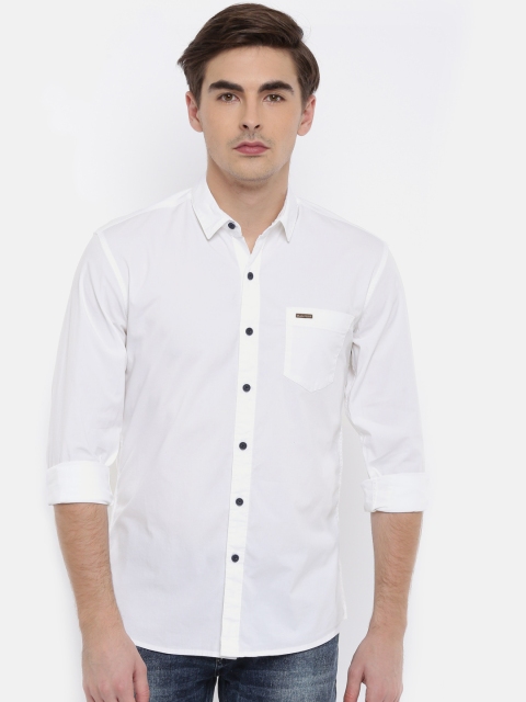 

Wrangler Men White Slim Fit Solid Casual Shirt