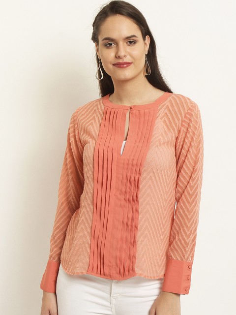

RARE Women Peach-Coloured Self Design Top