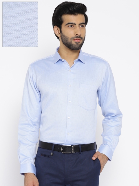

Van Heusen Men Blue Custom Regular Fit Self Design Formal Shirt