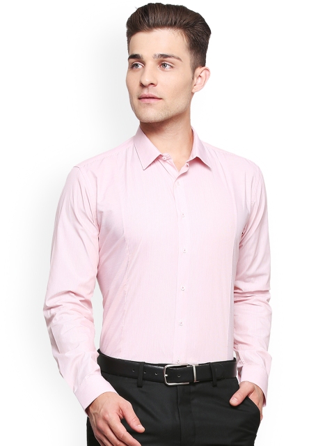 

Van Heusen Men Pink & White Slim Fit Striped Formal Shirt