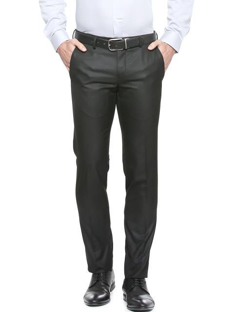 

Van Heusen Men Charcoal Slim Fit Solid Formal Trousers