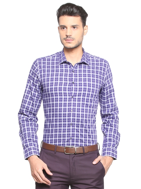 

Van Heusen Men Blue & White Slim Fit Checked Formal Shirt