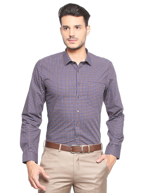 

Van Heusen Men Blue & Maroon Slim Fit Checked Formal Shirt