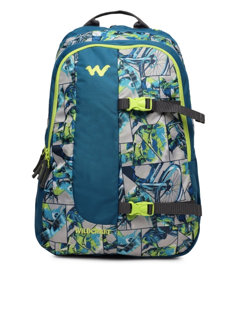 

Wildcraft Unisex Blue & Green Printed Backpack