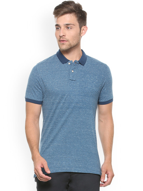 

Peter England Men Blue Solid Polo Collar T-shirt