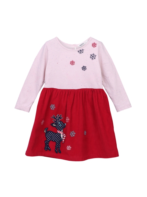

Beebay Girls Pink Colourblocked Fit & Flare Dress
