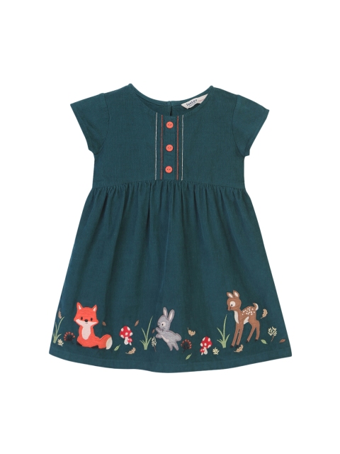 

Beebay Girls Green Printed Fit and Flare Dress