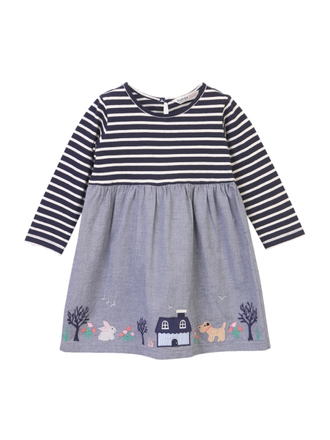 

Beebay Girls Blue Striped Empire Dress
