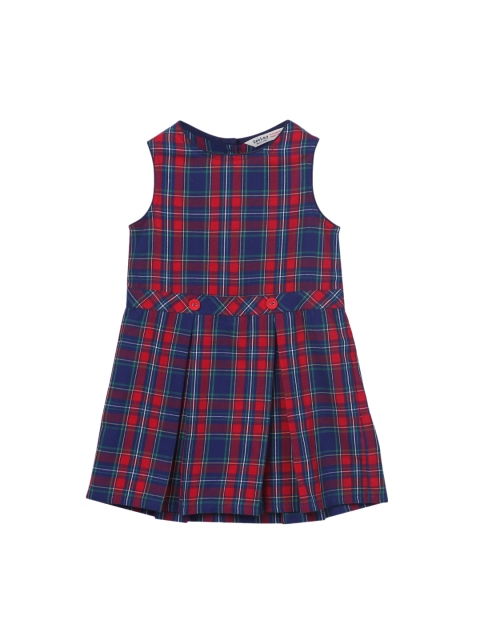 

Beebay Girls Navy Blue & Red Checked Fit & Flare Dress