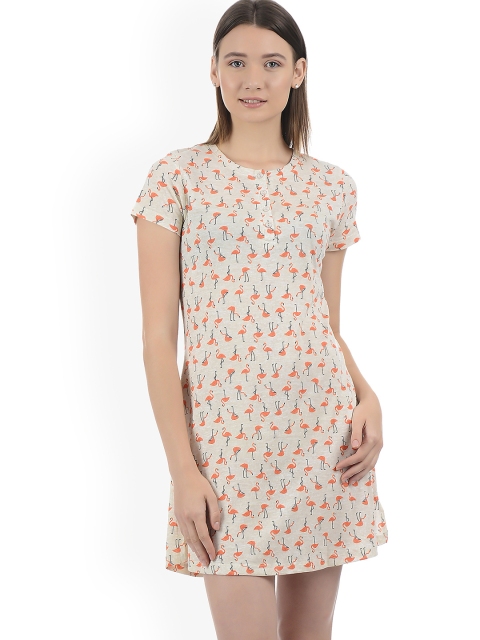 

Sweet Dreams Beige & Orange Printed Nightdress 200678