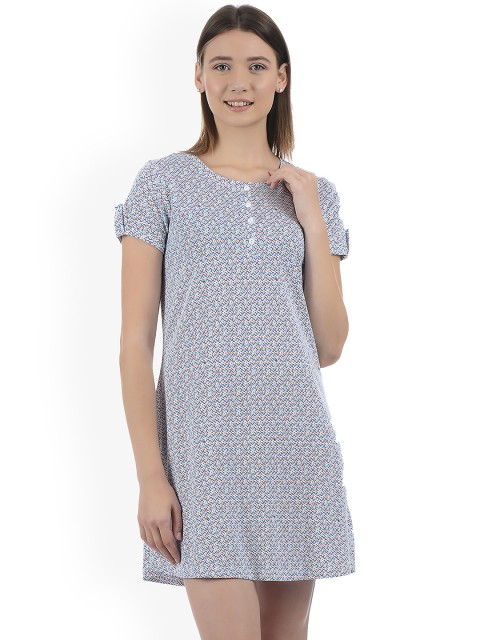 

Sweet Dreams Blue & Off-White Printed Nightdress 200578-AOP-7