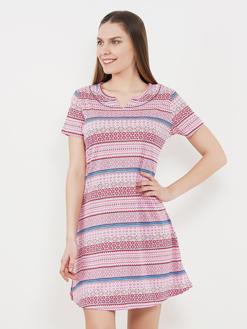 

Sweet Dreams Pink Printed Nightdress 200878-AOP-3