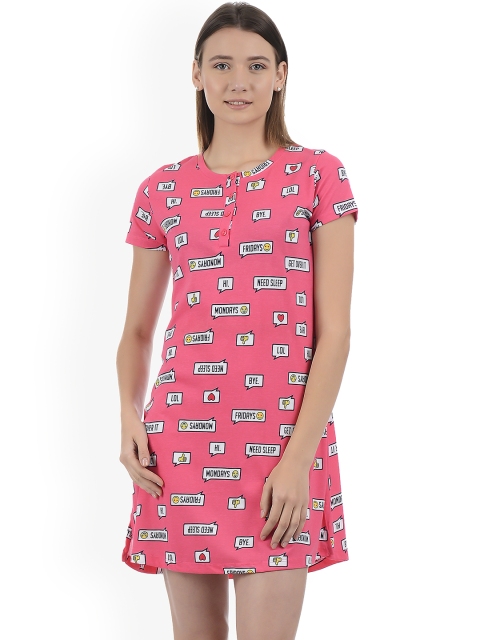 

Sweet Dreams Women Pink & White Printed Nightdress 200678-AOP-2313