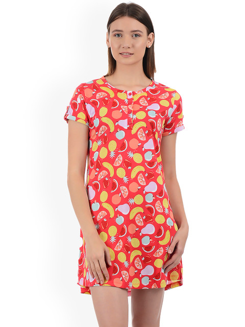 

Sweet Dreams Red & Yellow Printed Nightdress 200578-AOP-2316