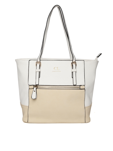 

Carlton London White & Beige Colourblocked Shoulder Bag