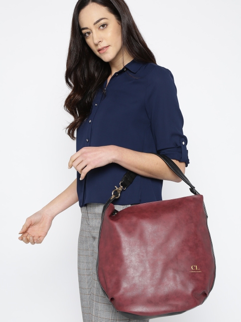 

Carlton London Burgundy Solid Hobo Bag
