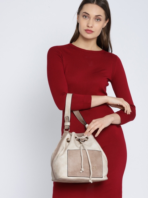 

Carlton London Off-White & Brown Solid Shoulder Bag