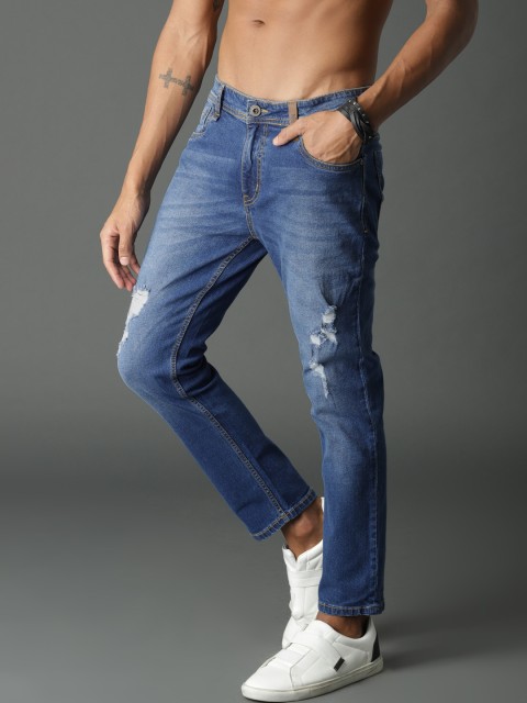 

Roadster Men Blue Skinny Fit Mid-Rise Mildly Distressed Stretchable Cropped Jeans