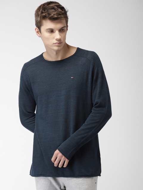 

Tommy Hilfiger Men Navy Blue Solid Pullover Sweater