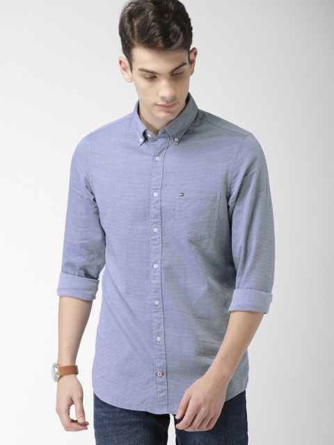 

Tommy Hilfiger Men Blue Smart Slim Fit Striped Casual Shirt