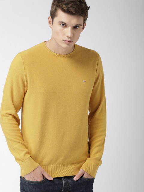 

Tommy Hilfiger Men Mustard Yellow Solid Pullover Sweater
